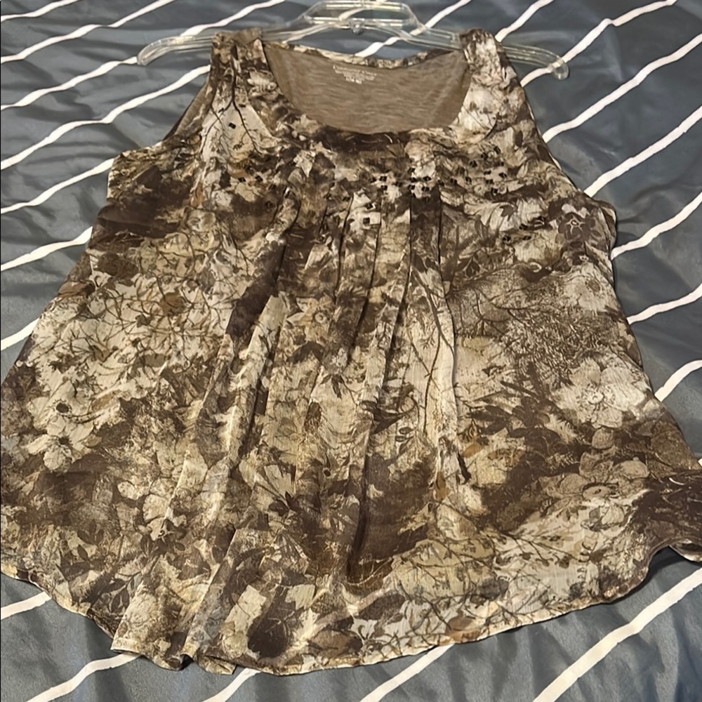 Calvin Klein Brown-Gray Asymmetrical Tank Top